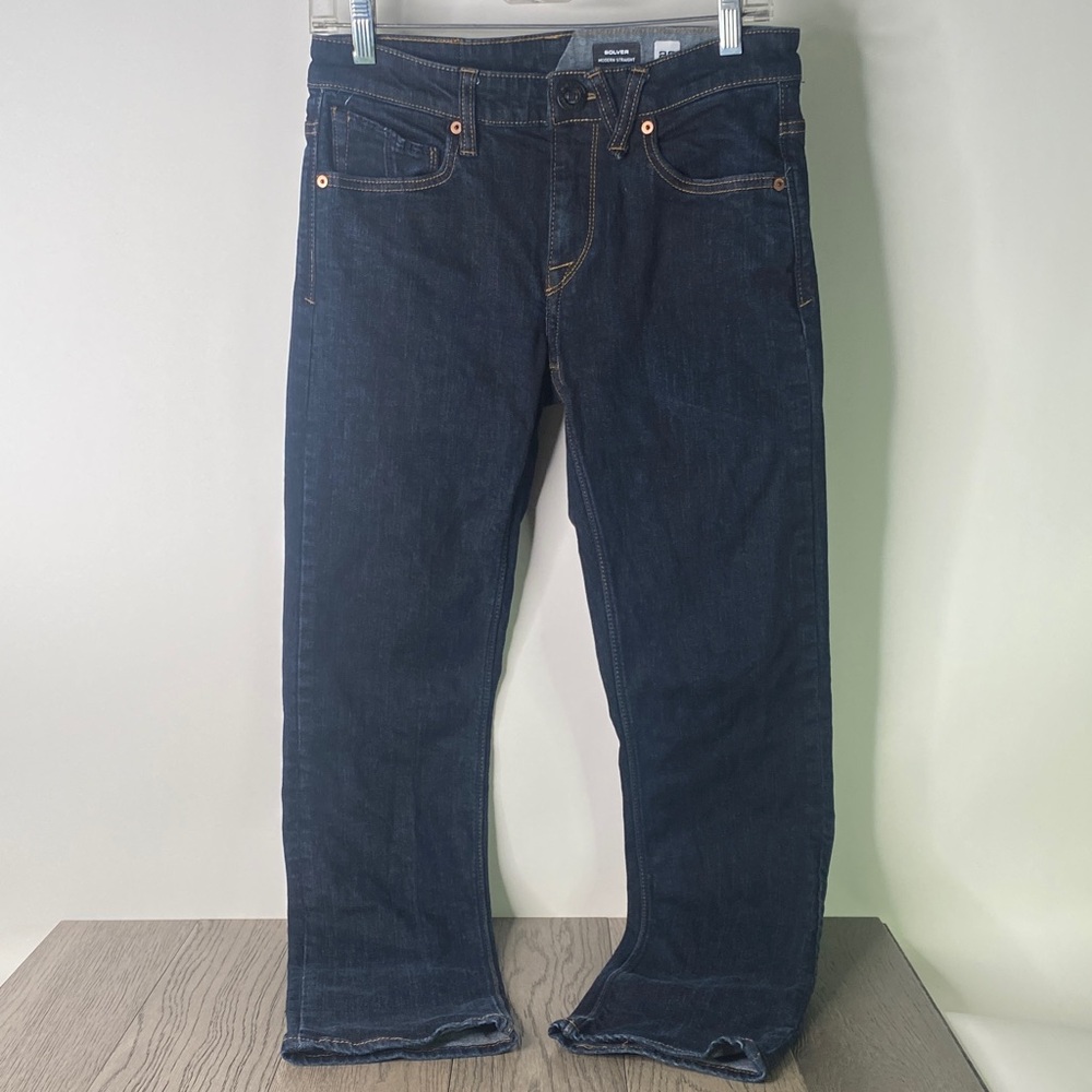 Volcom Solver Straight Leg Jeans 28 x 30 Deep Indigo Blue 5 Pocket